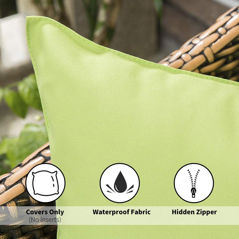 MIULEE Pack of 2 Decorative Outdoor Waterproof Pillow Covers Square Garden Cushion Sham Throw Pillowcase Summer Shell for Patio Tent Couch 16x16 Inch Pale Green - Image 2